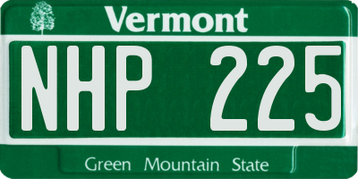 VT license plate NHP225