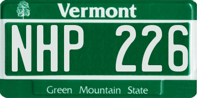 VT license plate NHP226