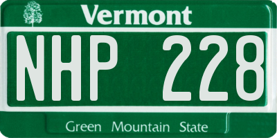 VT license plate NHP228