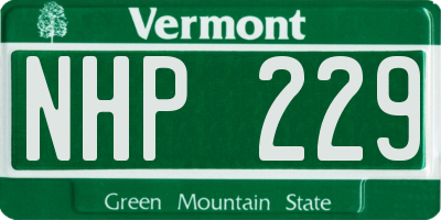 VT license plate NHP229