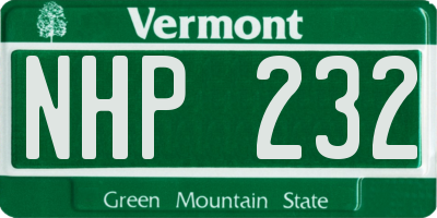 VT license plate NHP232