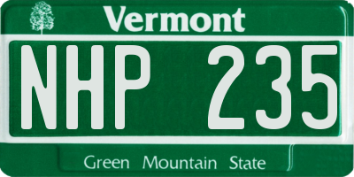 VT license plate NHP235