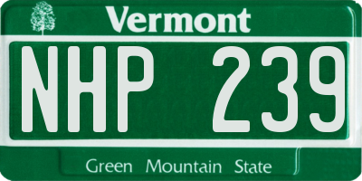 VT license plate NHP239
