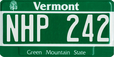 VT license plate NHP242