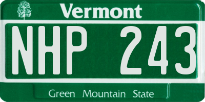 VT license plate NHP243