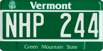 VT license plate NHP244