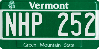 VT license plate NHP252
