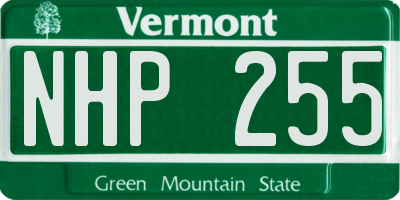 VT license plate NHP255