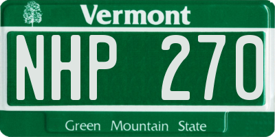 VT license plate NHP270