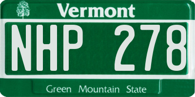 VT license plate NHP278