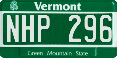 VT license plate NHP296