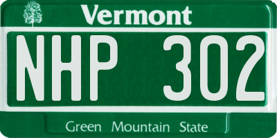 VT license plate NHP302