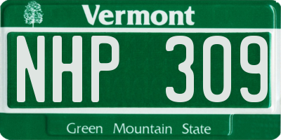 VT license plate NHP309