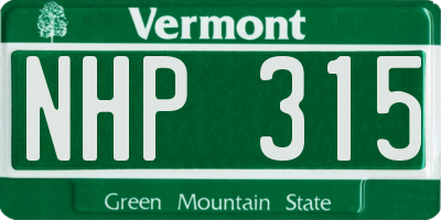 VT license plate NHP315