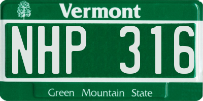 VT license plate NHP316
