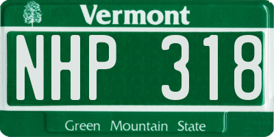 VT license plate NHP318