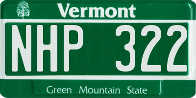 VT license plate NHP322