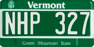 VT license plate NHP327