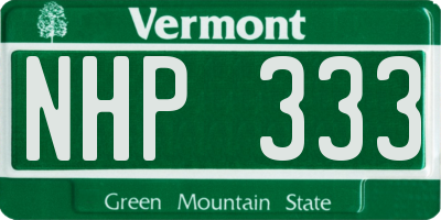 VT license plate NHP333