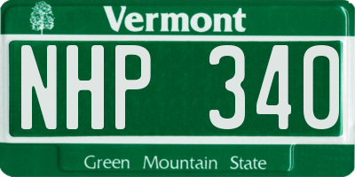 VT license plate NHP340