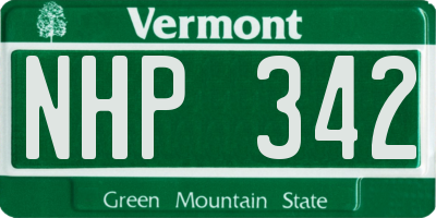 VT license plate NHP342