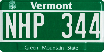 VT license plate NHP344
