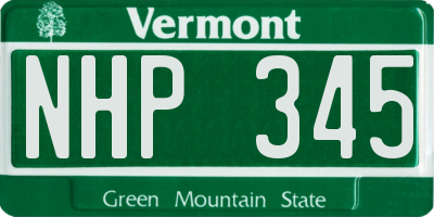 VT license plate NHP345