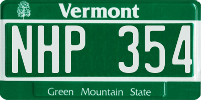 VT license plate NHP354