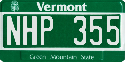 VT license plate NHP355