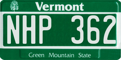 VT license plate NHP362