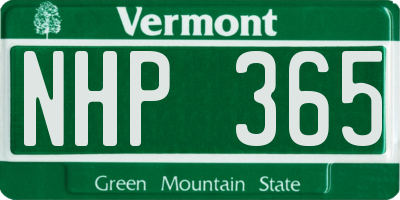 VT license plate NHP365