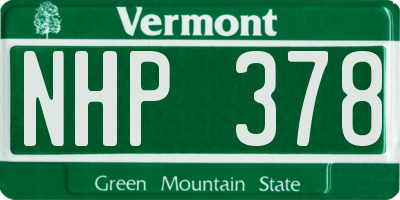 VT license plate NHP378