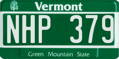 VT license plate NHP379