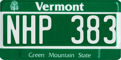 VT license plate NHP383
