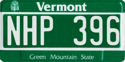 VT license plate NHP396