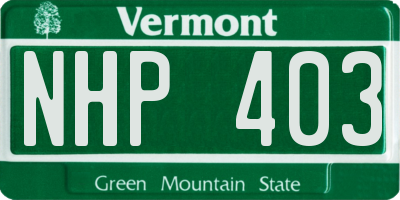 VT license plate NHP403