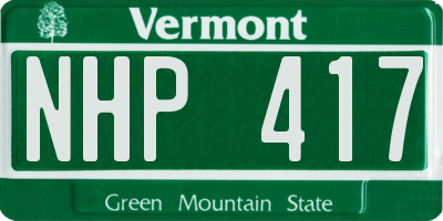 VT license plate NHP417