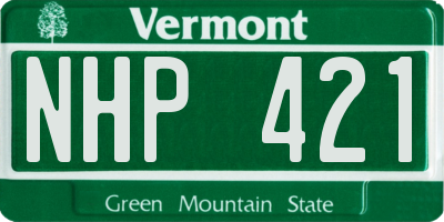 VT license plate NHP421