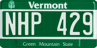 VT license plate NHP429