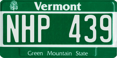 VT license plate NHP439
