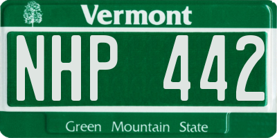 VT license plate NHP442