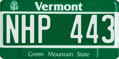 VT license plate NHP443