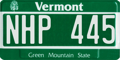 VT license plate NHP445