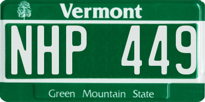 VT license plate NHP449