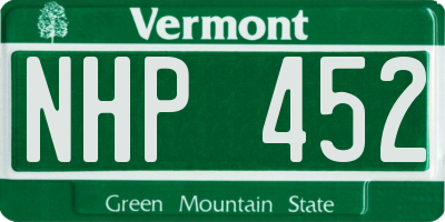 VT license plate NHP452