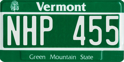 VT license plate NHP455