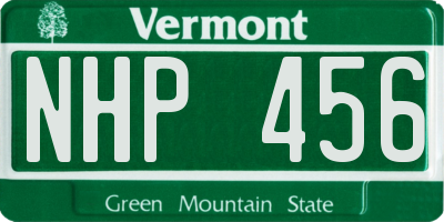 VT license plate NHP456