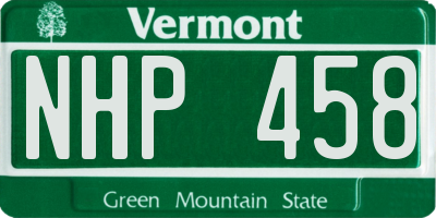 VT license plate NHP458