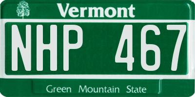 VT license plate NHP467