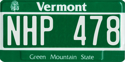 VT license plate NHP478